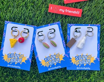 PAQUETES DE AMISTAD / 3 pares de mini aretes de bocadillos Calico / Uno para ti y otros para tus mejores amigos