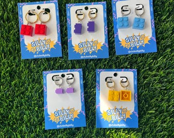 Pendientes de aro de ladrillo arcoíris pequeños / Colección 1