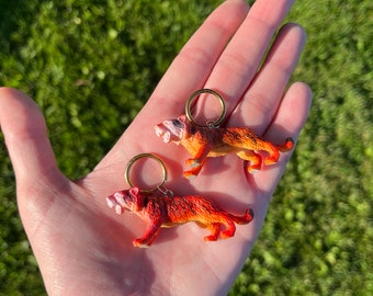 Pendientes de aro de oro con tigre rojo de Silly Circus