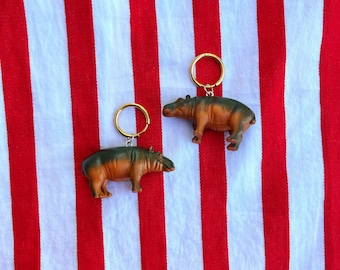 Pendientes de aro de oro Silly Circus Hippo