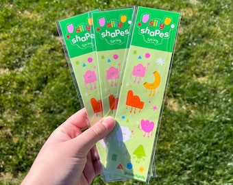 Hoja de pegatinas de primavera con formas divertidas