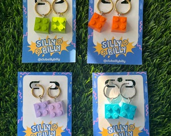 Pendientes de aro de ladrillo arcoíris pequeños / Colección 2