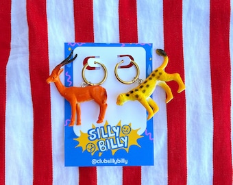 Pendientes de aro dorados Silly Circus Gazelle y Cheetah