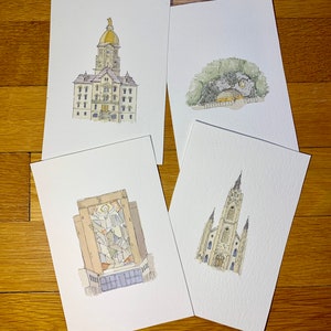 University of Notre Dame Set of 4 Watercolors