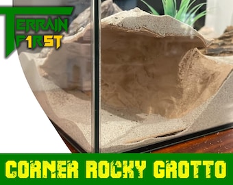 Corner Rocky Grotto | Create an adventure zone for your fish, shrimp, pleco, reptile and continue to observe them as they play and forage.