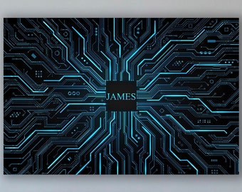Custom Circuit Board, Personalized Chip Wall Art, Computer Science Gift, Hardware & Technology Canvas Print, Programmers Gift, Gift For Him
