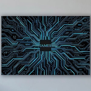 Custom Circuit Board, Personalized Chip Wall Art, Computer Science Gift, Hardware & Technology Canvas Print, Programmers Gift, Gift For Him