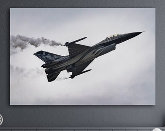 F-16 Wall Decor, Fighter Jet Canvas Wall Art, Home & Office Decoration, Aircraft Wall Decor, F-16 Figther Jet Printing, Military Jet Print
