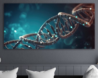 DNA Wall Decor, Biotechnology Canvas Print, Science Wall Art, Sciecne Art, Colorful DNA Decor, Scientific Wall Art, DNA Molecule Wall Decor