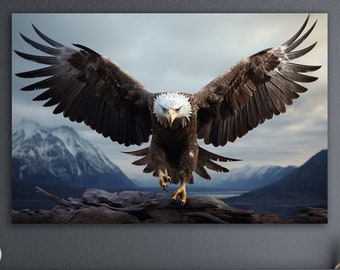 American Eagle Wall Decor, Abstract Eagle Wall Art, Eagle Artwork, Eagle Canvas Print, Majejtic Eagle, Bald Eagle Decor, Huge Canvas Print