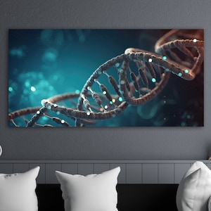DNA Wall Decor, Biotechnology Canvas Print, Science Wall Art, Sciecne Art, Colorful DNA Decor, Scientific Wall Art, DNA Molecule Wall Decor