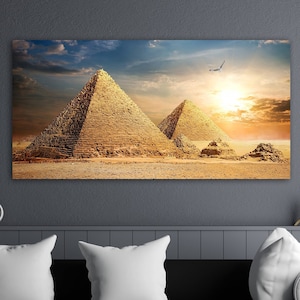 Sunset Egypty Pyramid Wall Decor, Pyramid Wall Decor, Egypt Wall Decor, Modern Farmhouse Decor, Africa Giza Plateau Wall Art, Pyramid Decor