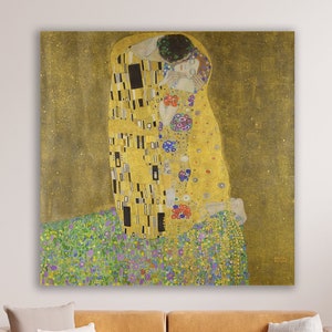 The Kiss van Gustav Klimt, The Kiss Wall Art, Old Master Painting Print, Mid Century Modern Art, Gustav Klimt Painting, Enorme Canvas Print