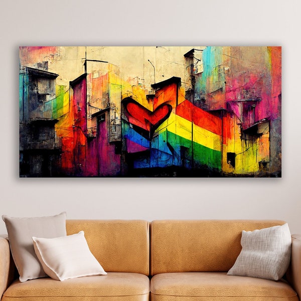 Banksy Wall Art, Banksy Canvas Print, Art Lover Gift, LGBT Pride Canvas, Lgbt Pride Gift, Lgbt Lover, LGBTQ Banksy Canvas, Girl Power Print