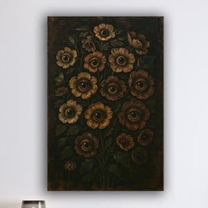 Botanical Goth Canvas Print, Victorian Gothic Home Decor, Witchy Goth Room Decor, Dark Cottagecore Art, Macabre Wall Art, Surreal Wall Art