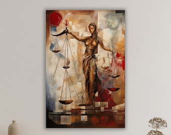 Lady Justice Lawyer Art, Goddess of Justice Canvas Painting , Scales of Justice Canvas Wall Art , Woman Wall Decor, Lawyer Gift, Office Gift
