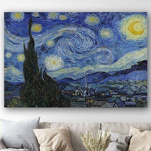 Vincent Van Gogh Noche estrellada 1889, Decoración de la pared de la noche estrellada, Decoración del hogar, Decoración del hogar de la oficina, Decoración de bellas artes, Bellas artes clásicas, Arte de Van Gogh