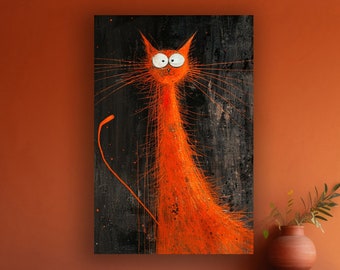 Funny Cat Print, Orange Cat Print, Funny Cat Decor, Funny Cat Gift, Home Decor, Abstract Cat Artwork, Cat Artwork, Abstract Cat Art