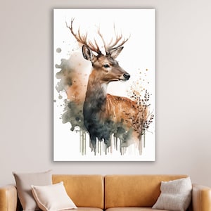 Deer Wall Decor, Animal Wall Art, Abstract Wall Decor, Deer Canvas Print, Mid Century Modern Art, Huge Canvas Print, Modern Farmhouse Decor