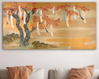 Japanese Wish Tree, Japanese Wall Art, Japanese Art, Japanese, Vintage Japanese, Japanese Wall Decor, Japanese Canvas Print, Japanese Decor