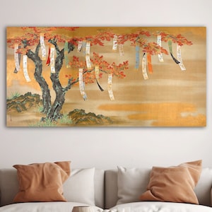 Japanese Wish Tree, Japanese Wall Art, Japanese Art, Japanese, Vintage Japanese, Japanese Wall Decor, Japanese Canvas Print, Japanese Decor