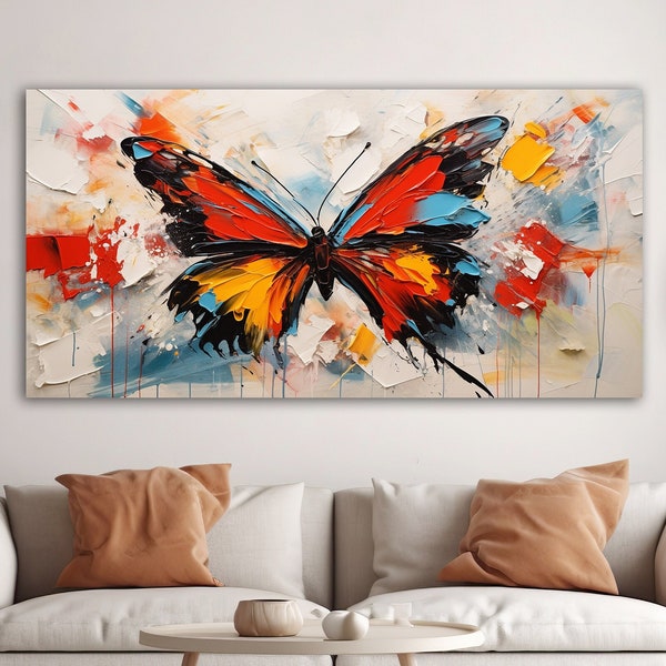 Butterflies Canvas Print Wall Art, Coloroful Butterfly Canvas Painting, Butterfly Wall Decor, Home Gift, Ready To Hang Decor, Abstract Decor