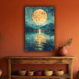 Moon Wall Art, Vintage Night Sky Sign, Abstract Moon Wall Decor, Celestial Home Decor, Moon Wall Decor, Bedroom Wall Art, Trendy Wall Decor
