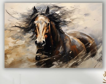 Horse, Abstract Horse Print, Horse Oil Paintnig Canvas Print, Wild Horse Canvas Wall Art, Horse Wall Decor, Horse Artwork, Animal Wall Decor