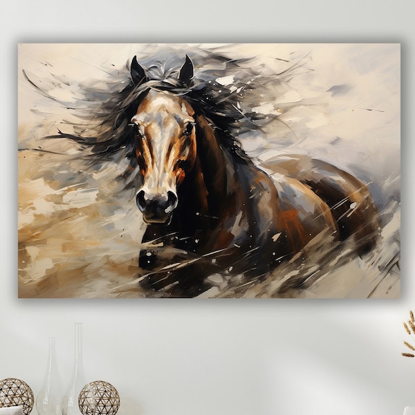 Cavalo, impressão abstrata de cavalo, impressão em tela de óleo de cavalo, arte de parede em tela de cavalo selvagem, decoração de parede de cavalo, arte de cavalo, decoração de parede de animal