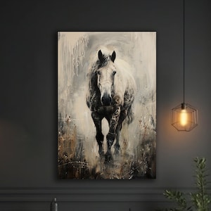 Rustic Horse Print, Horse Oil Paintnig Canvas Print, Wild Horse Canvas Wall Art, Horse Wall Decor, Horse Artwork, Animal Wall Decor