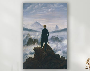 Wanderer Above the Sea of Fog 1818 By Caspar David Friedrich, World Famous Wall Art Collection, Classic Art Print, Office Home Decorations