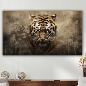 Decoración de pared de tigre, arte de pared vintage, impresión vintage de tigre, decoración de granja moderna, obra de tigre, arte de pared animal, impresión de tigre, regalo de Navidad