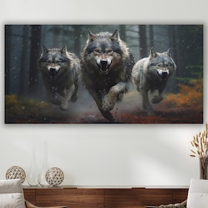 Wolfs Print, Wolf On The Hunt, Wolf Wall Decor, Man Cave Art, Wolf Wall Art, Wolf Canvas Art, Animal Art, Wildlife Print, Animal Wall Decor