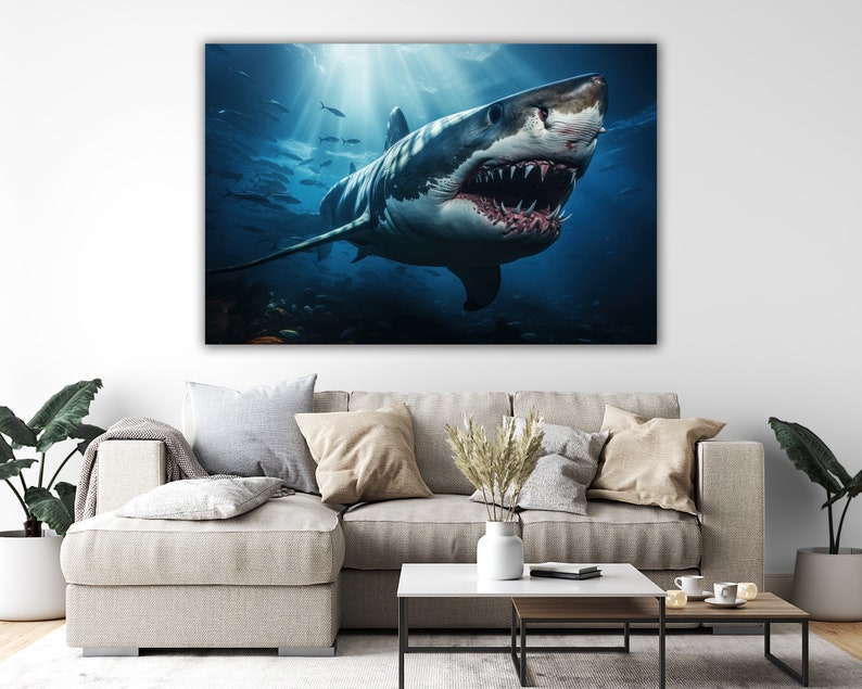 Shark Poster Hanger Frame - 12x16 Inch Coastal Wall Art With Wooden Frames For Boys Room, Classroom - View #5