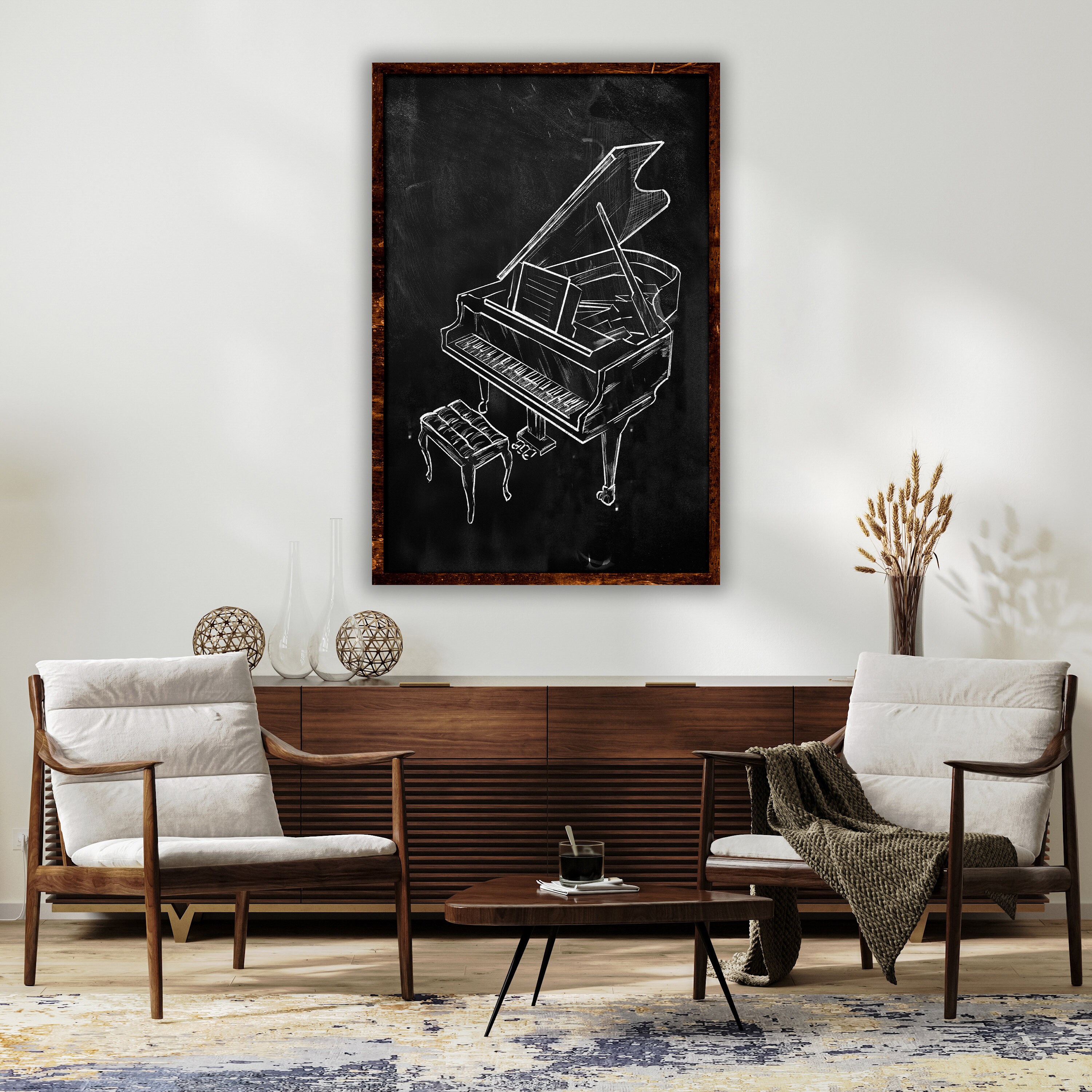 Piano Wall Art, Piano Canvas Print, Instrument Canvas Art, Blackboard ...