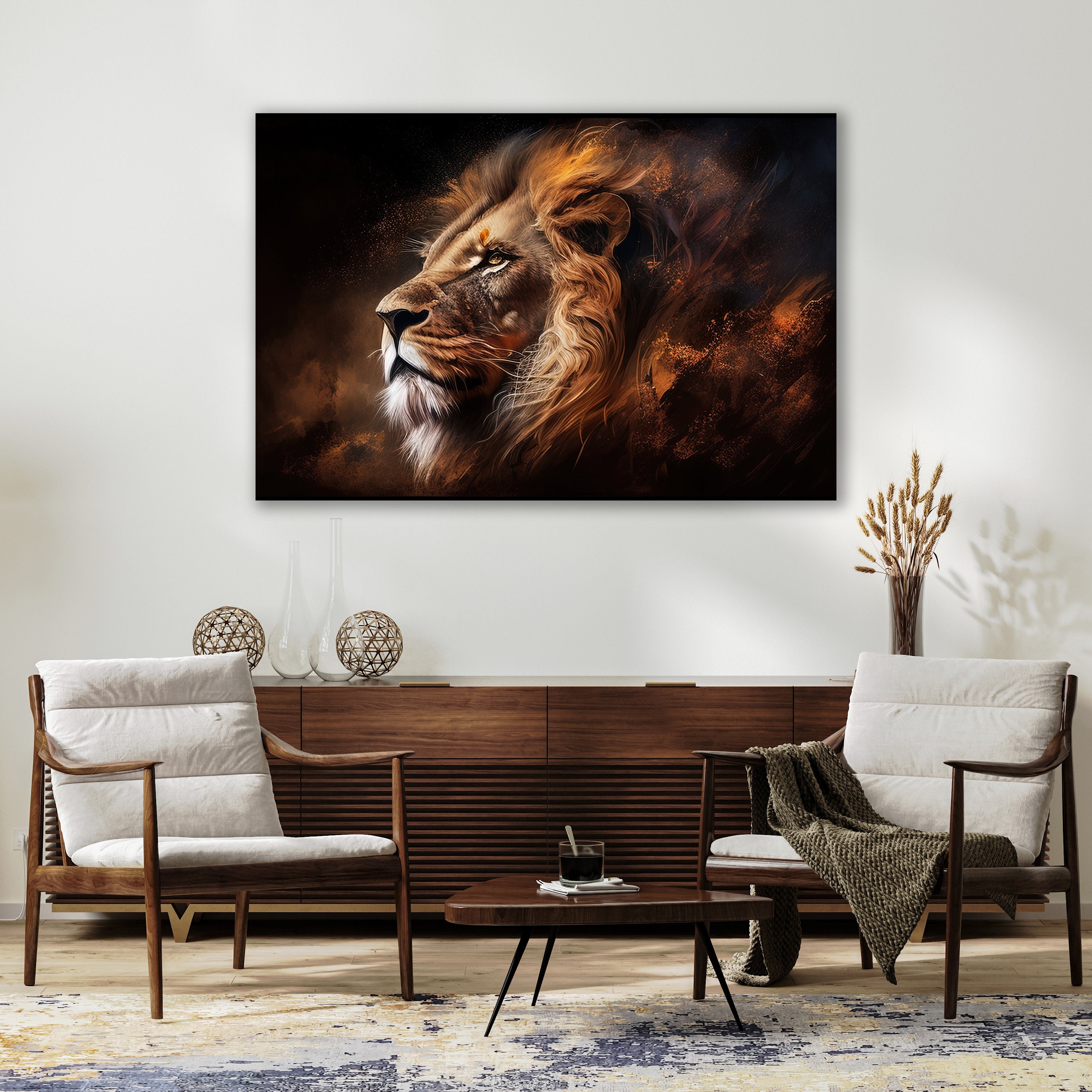 Lion Wall Art, Lion Canvas, Lion Print, Animal Wall Decor, Modern Farmhouse Decor, Living Room