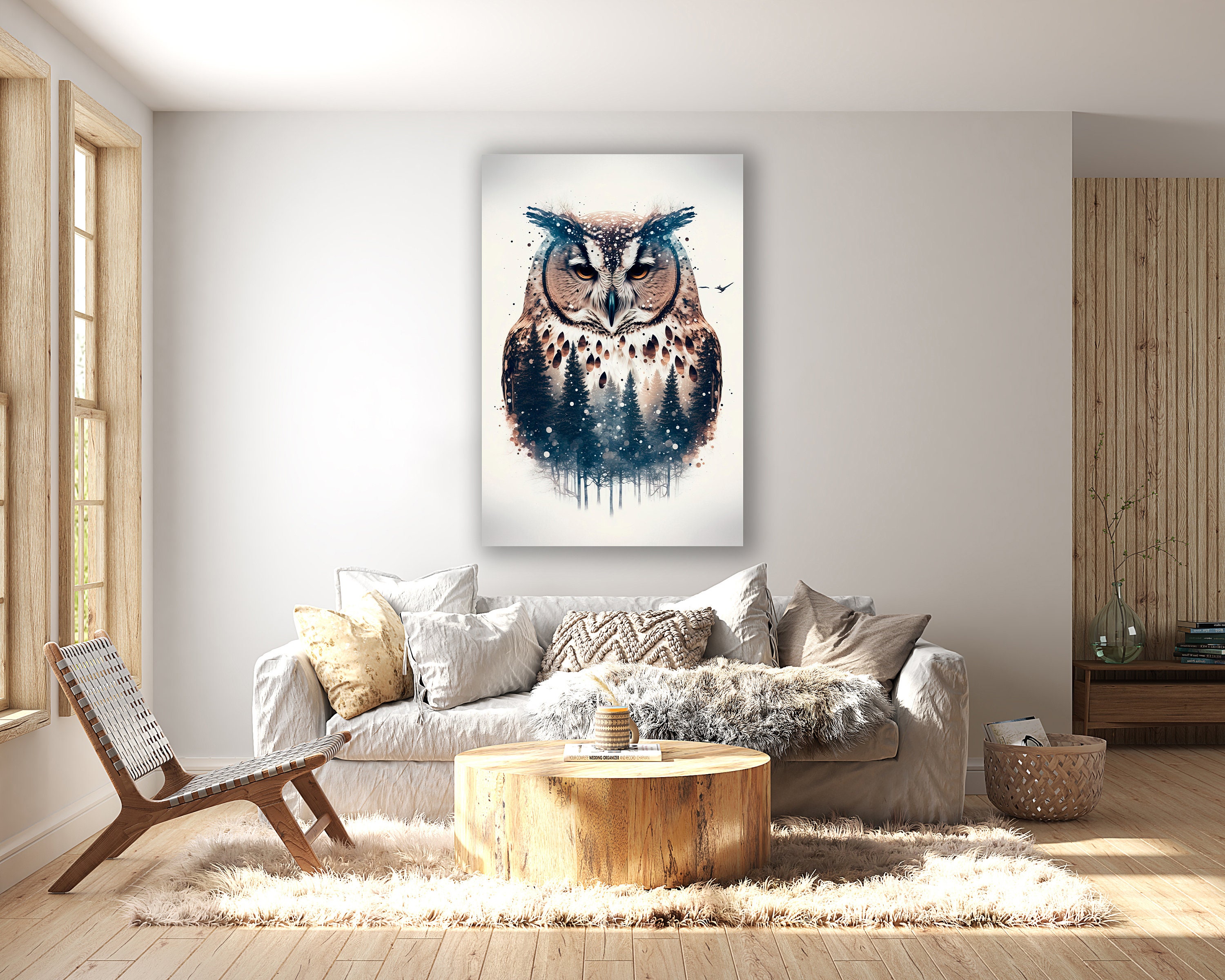 Owl Artwork, Owl Wall Decor, Owl Canvas Print , Owl Lover Gift, Man ...