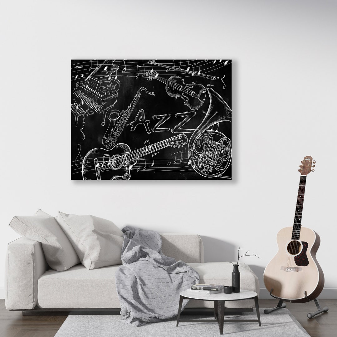 Music Instruments Wall Art, Music Studio Sign, Music Room Decor, Jazz