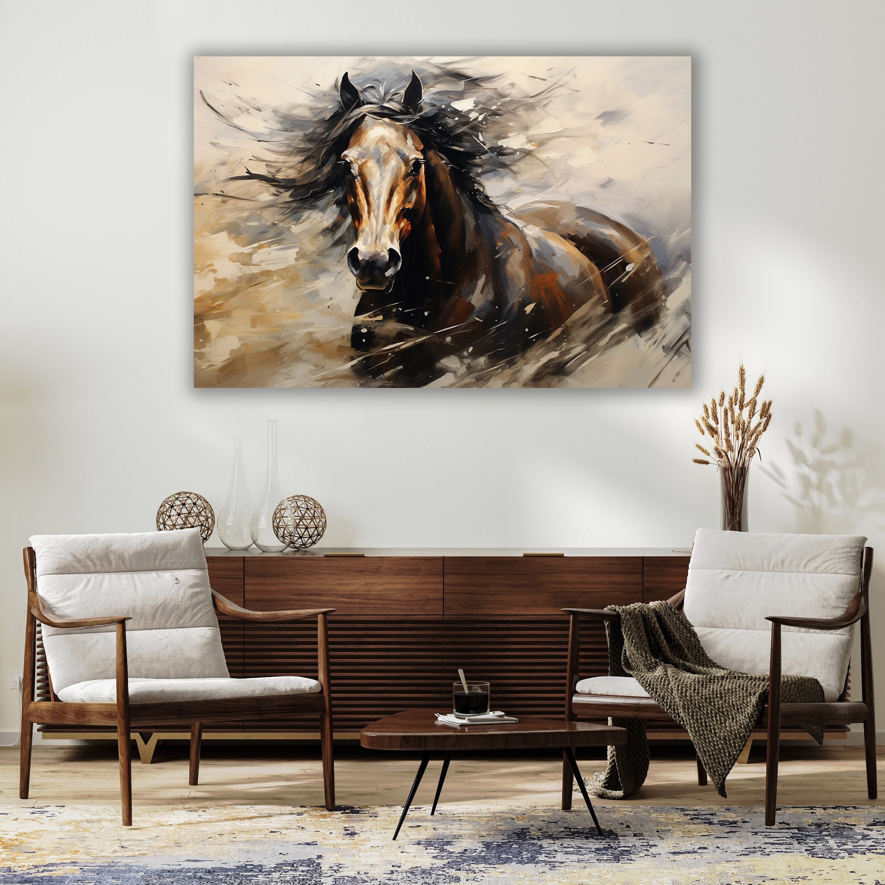 Horse, Abstract Horse Print, Horse Oil Paintnig Canvas Print, Wild Horse Canvas Wall Art, Horse Wall Decor, Horse Artwork, Animal Wall Decor