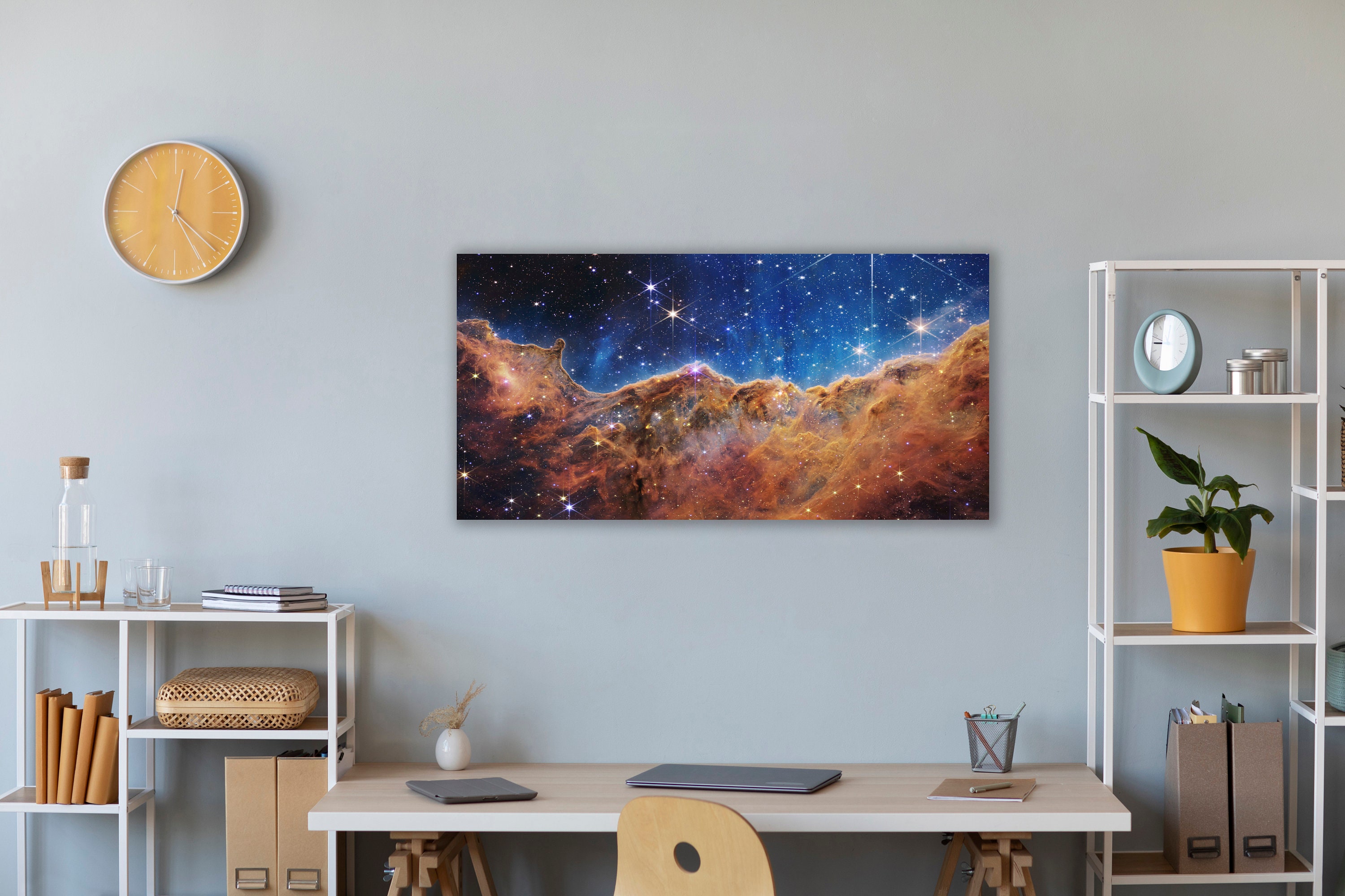 Wee Blue Coo Universe Space Carina Nebula Long Panel Framed Wall Art Print