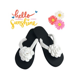 Customizable Crochet Rose Flip Flops: Summer Beach Sandals