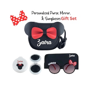 Porte-monnaie magique personnalisé pour enfants | Porte-monnaie oreilles de souris | Mini sac à main personnalisé avec un noeud | Cadeau d'anniversaire | Coffret cadeau