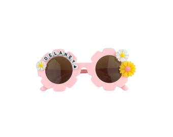 Floral Daisy Girls Personalized Name Sunglasses | Toddler Gift | Kids Gift | Babies Gift | Baby Girl Personalized Birthday Gift Sunglasses