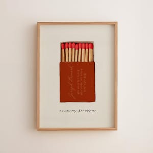 Restaurant Matchbook Art Print — Minimalist object study. Hand-drawn in red and earth tones.