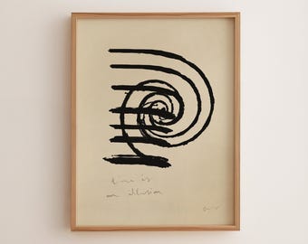 May include: A framed wall art print on a beige background featuring a black ink spiral design made of horizontal brushstrokes. Below the spiral, the handwritten text reads "time is an illusion" in a thin, light script, with a small signature in the corner.