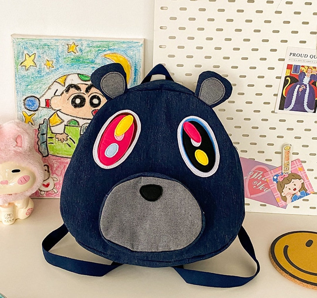 New Large Capacity Dropout Bear Denim Backpack Cute Kanye West