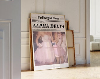 Sorority CUSTOM Pink Dainty Template- NewsPaper wall decor/art print- coquette, aesthetic bow themed