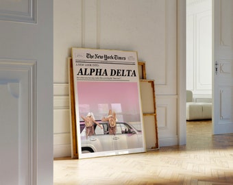 Sorority CUSTOM NewsPaper themed template wall decor/art print- sunset, pink, New York Times inspired