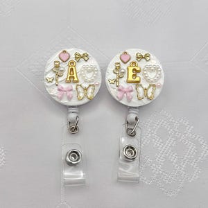 Trendy & Dainty Coquette Initial Badge Reel/Badge Holder