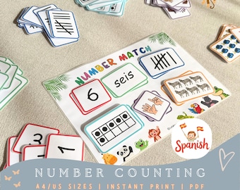 Spanish Number Matching Game: Bilingual Toddler Curriculum (PDF)
